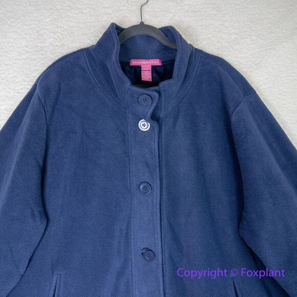 Woman Within Women's Plus Size‎ Fleece Swing Funnel-Neck Coat blue , size 4X - Picture 5 of 15